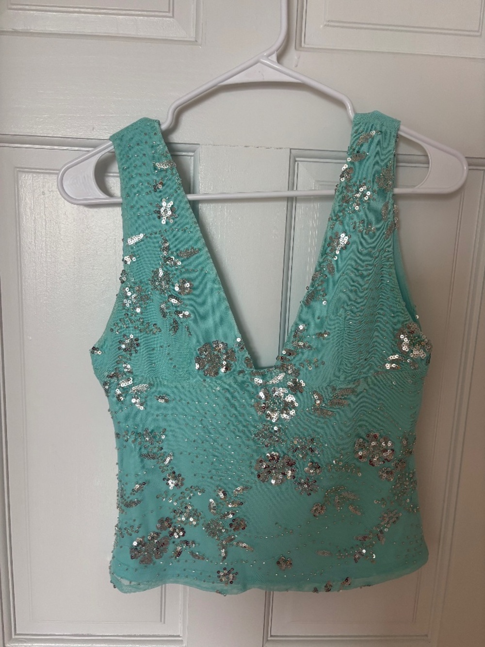 Blue peppermayo sequin tank